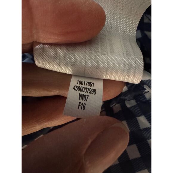 ARIAT Navy/White Packable Down Zip Front Jacket, Gingham Lining, Sz S - Picture 13 of 13